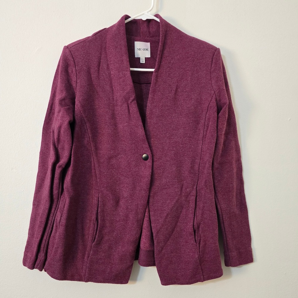 NIC+ZOE Blazer Maroon Single Button V Neck Womens Extra Small